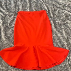 Orange midi skirt, ruffle at bottom | Adult Medium